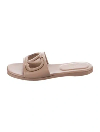 Pre-owned Valentino Garavani Leather Slides In Neutrals