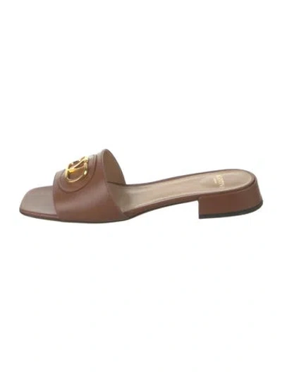 Pre-owned Valentino Garavani Leather Slides In Pink