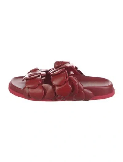 Pre-owned Valentino Garavani Leather Slides In Red