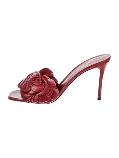 Pre-owned Valentino Garavani Leather Slides In Red