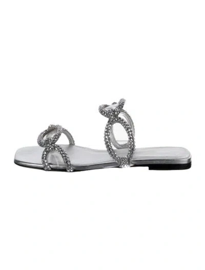 Pre-owned Valentino Garavani Leather Slides In Silver