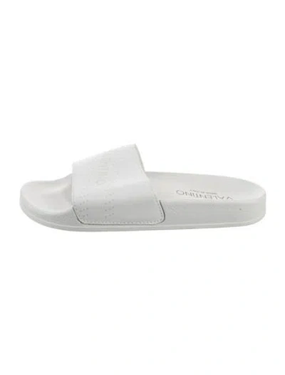 Pre-owned Valentino Garavani Leather Slides In White