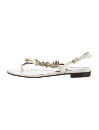 Pre-owned Valentino Garavani Leather Slides In White