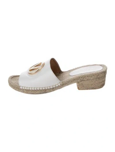 Pre-owned Valentino Garavani Leather Slides In White