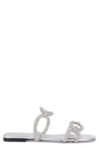 Valentino Garavani Valentino Chain 1967 Crystal-embellished Leather Sandal In Silver