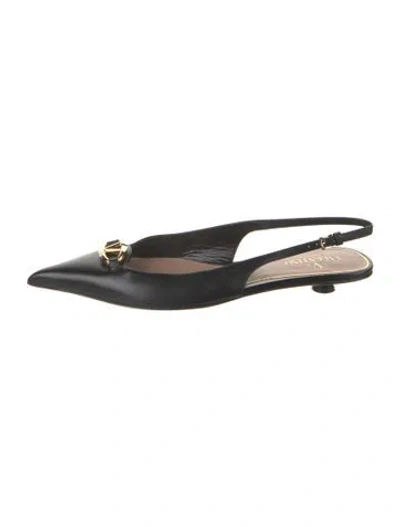 Pre-owned Valentino Garavani Leather Slingback Flats In Black