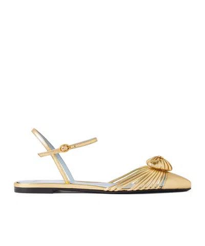 Valentino Garavani Coeur Royal Laminated Nappa Ballerina Woman Antique Brass 39.5 In Gold