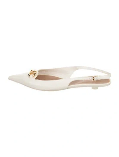 Pre-owned Valentino Garavani Leather Slingback Flats In Neutral