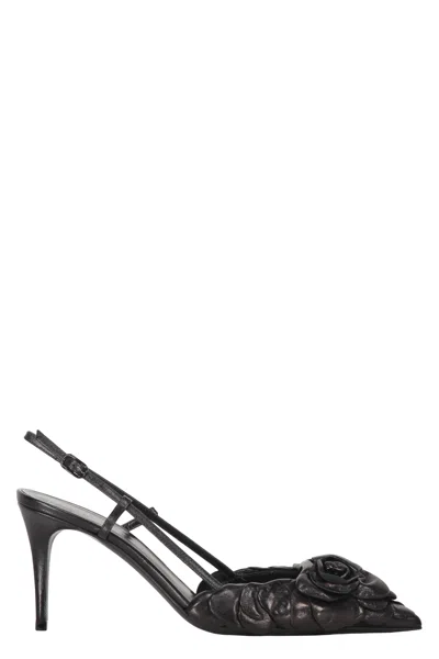 Valentino Garavani Leather Slingback Pumps In Black