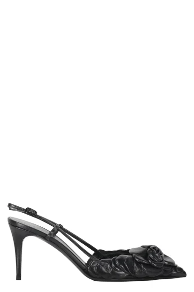Valentino Garavani Leather Slingback Pumps In Black