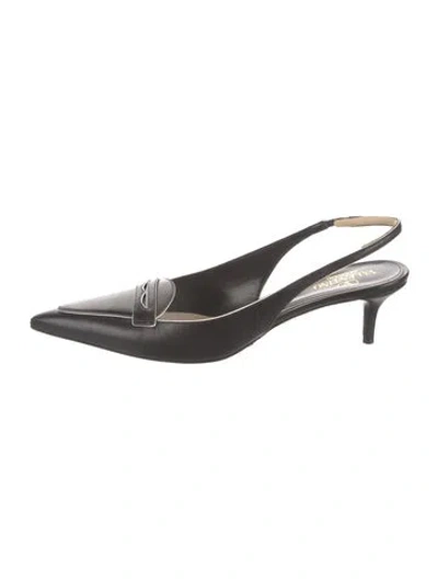 Pre-owned Valentino Garavani Leather Slingback Pumps In Black