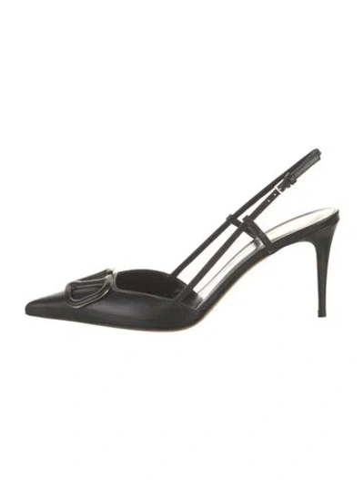 Pre-owned Valentino Garavani Leather Slingback Pumps In Black