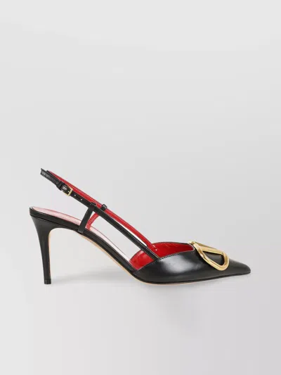 Valentino Garavani Leather Slingback Pumps In Black