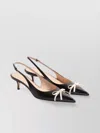 Valentino Garavani Bepointy Slingback Pump In Patent Leather And Kidskin 45mm Woman Black/ivory 38.5