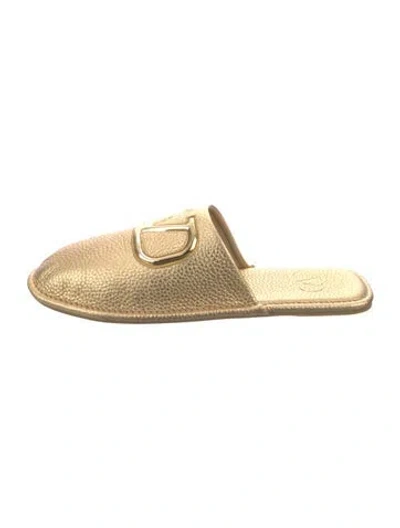 Pre-owned Valentino Garavani Leather Slippers In Gold