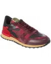 Valentino Leather & Canvas Sneaker In Red