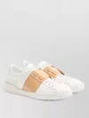 Valentino Open Sneakers In Leather With Contrast Colored Stripe And Stud Detail In Nude