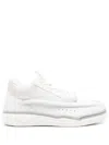 Valentino Garavani Calf Leather And Fabric Mid-top Runboot Sneakers In White