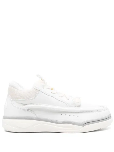 Valentino Garavani Calf Leather And Fabric Mid-top Runboot Sneakers In White