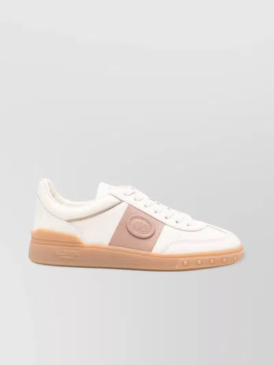 Valentino Garavani Leather Sneakers With Rubber Sole And Lace-up Design In Gold