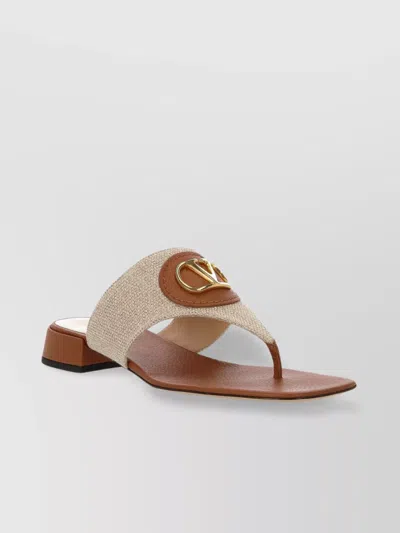 Valentino Garavani Leather Sole Flat Sandals With Open Toe In Brown