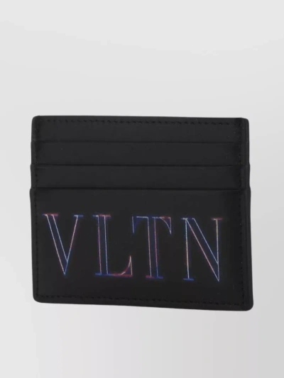 Valentino Garavani Leather Stitched Card Holder In Black