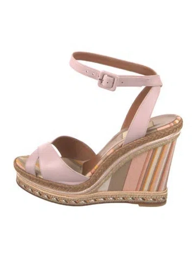 Pre-owned Valentino Garavani Leather Striped Espadrilles In Pink