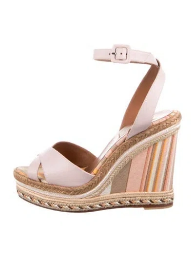 Pre-owned Valentino Garavani Leather Striped Espadrilles In Pink