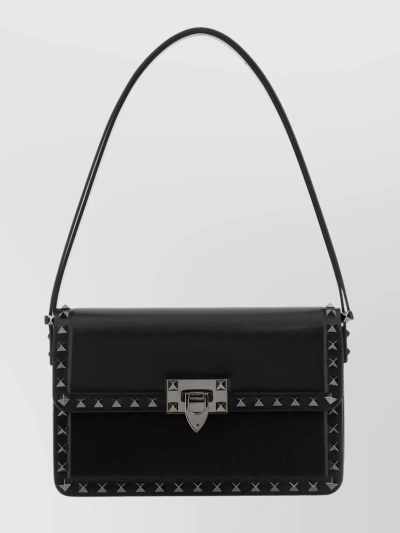 Valentino Garavani Leather Stud23 Bag With Chain Strap In Nero