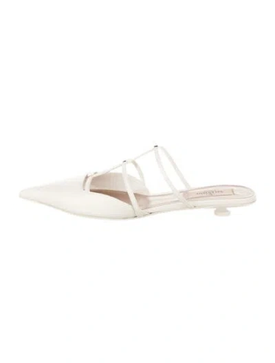 Pre-owned Valentino Garavani Leather Studded Accents Ballet Flats W/ Tags In Neutral