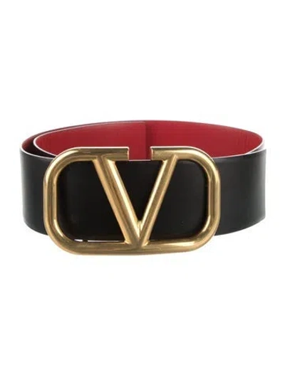 Pre-owned Valentino Garavani Leather Studded Accents Belt In Black