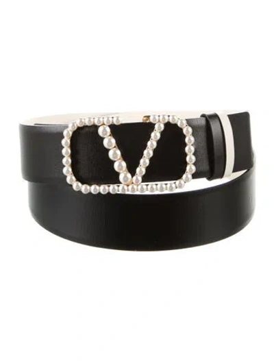 Pre-owned Valentino Garavani Leather Studded Accents Belt In Black