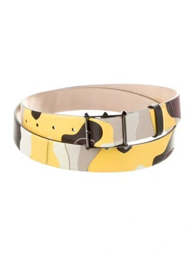 Pre-owned Valentino Garavani Leather Studded Accents Belt In Brown