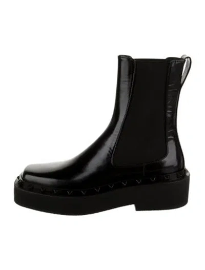 Pre-owned Valentino Garavani Leather Studded Accents Chelsea Boots W/ Tags In Black