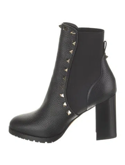 Pre-owned Valentino Garavani Leather Studded Accents Chelsea Boots W/ Tags In Black