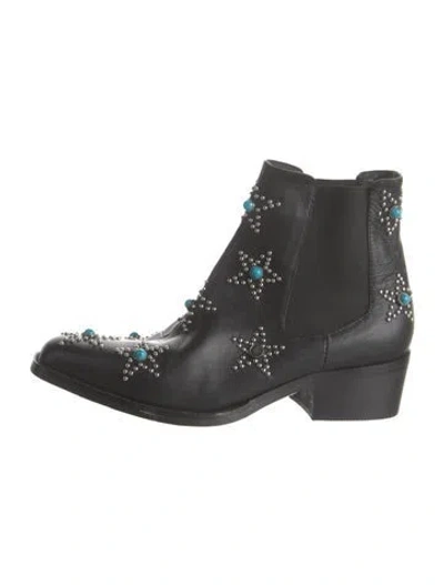 Pre-owned Valentino Garavani Leather Studded Accents Combat Boots In Black