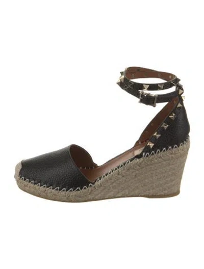 Pre-owned Valentino Garavani Leather Studded Accents Espadrilles