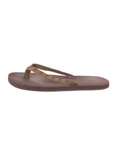 Pre-owned Valentino Garavani Leather Studded Accents Flip Flops In Neutrals