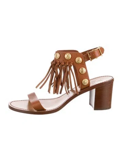 Pre-owned Valentino Garavani Leather Studded Accents Gladiator Sandals In Brown