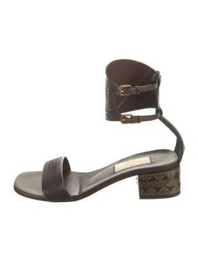 Pre-owned Valentino Garavani Leather Studded Accents Gladiator Sandals In Multi