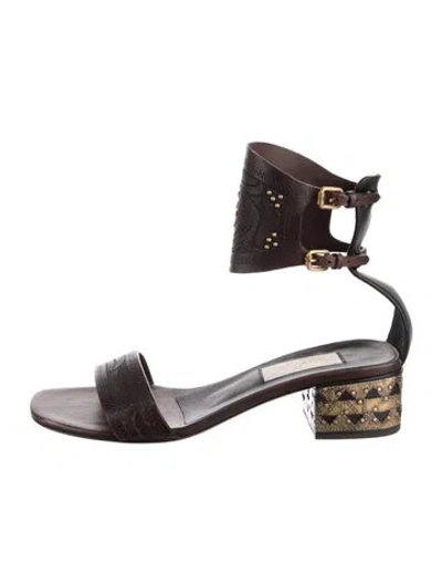 Pre-owned Valentino Garavani Leather Studded Accents Gladiator Sandals In Multi