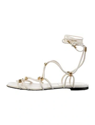 Pre-owned Valentino Garavani Leather Studded Accents Gladiator Sandals In Multi