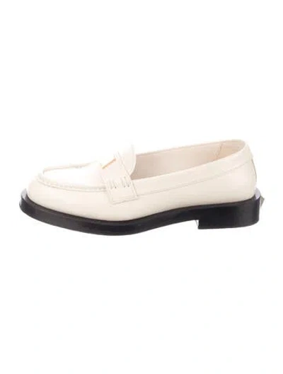 Pre-owned Valentino Garavani Leather Studded Accents Loafers In Neutrals
