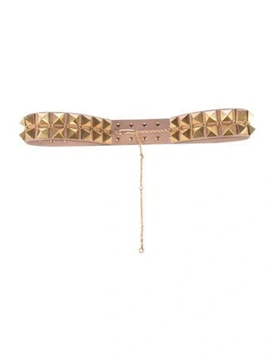 Pre-owned Valentino Garavani Leather Studded Accents Waist Belt In Neutral