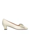 Valentino Garavani Bowow Pump In Kidskin With Studs 45mm Woman Ivory 41 In Neutral