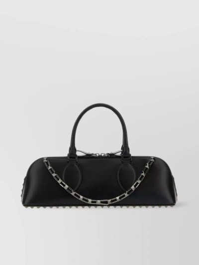 Valentino Garavani Leather Studded Shoulder Bag In Black