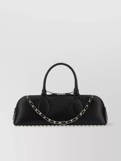 Valentino Garavani Leather Studded Shoulder Bag In Black