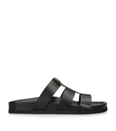 Valentino Garavani Leather Studshield Slides In Black