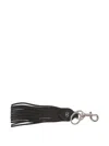 Valentino Garavani Fringed Leather Key Ring With Carabiner And Signature V Logo In Black