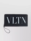 Valentino Leather Texture Wrist Strap Wallet In Black